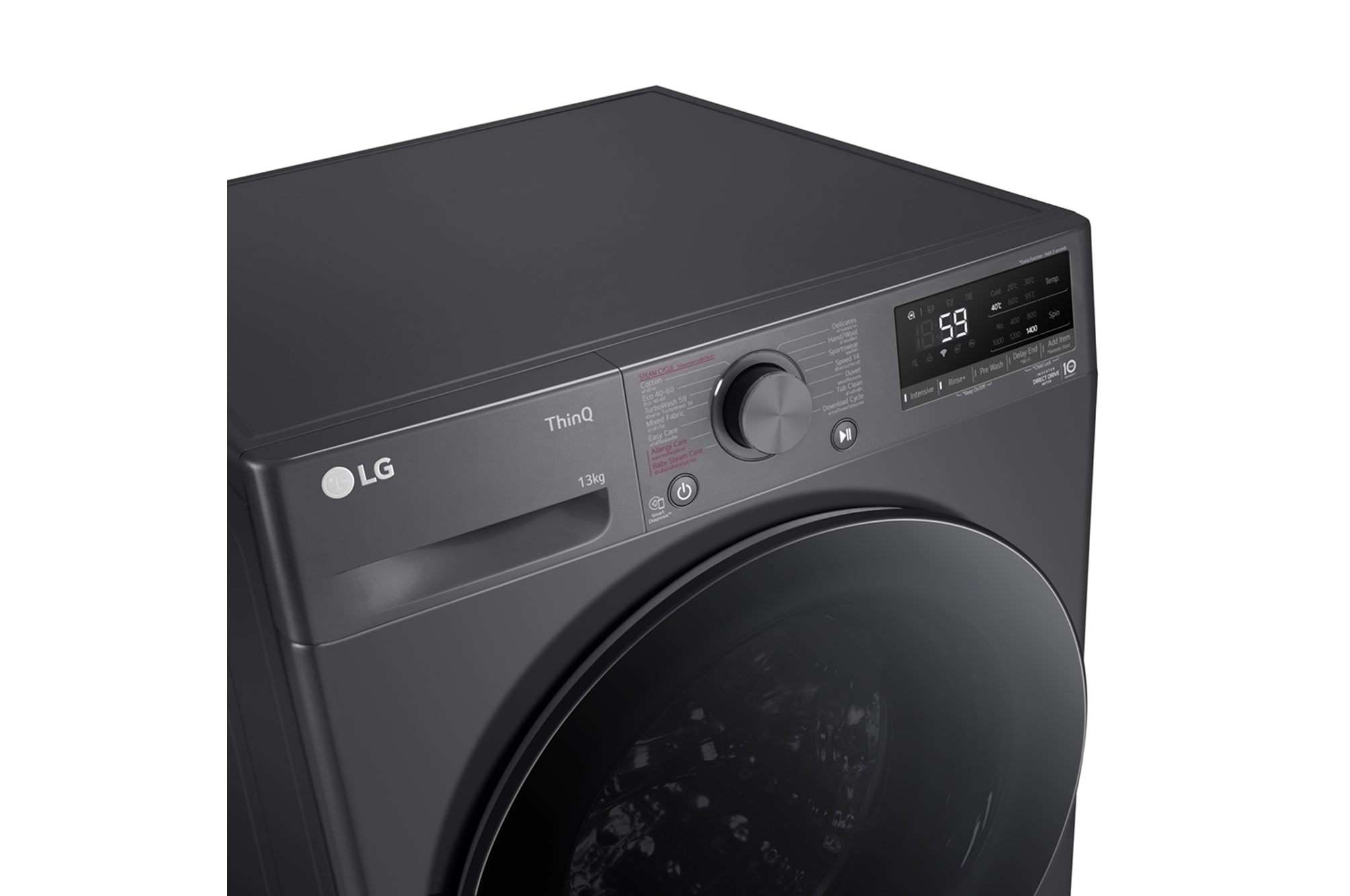 LG เครื่องซักผ้าฝาหน้า 13 KG มุม 3